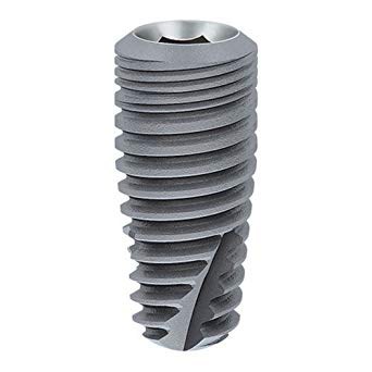 Threaded titanium dental implant