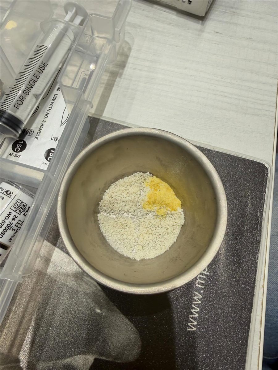 Preparing bone graft material during the hands-on session